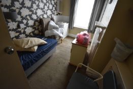 *Contents of Room 8 to Include Single Divan, Pine & Cream Chest of Drawers, Wingback Chair,