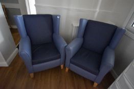 *Pair of Blue Wingback Chairs