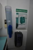 *Paper Cup Dispenser, Hand Sanitiser Dispenser, and an Accident Book Holder