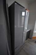 *High Gloss Grey Wardrobe over Two Drawers