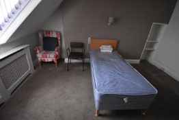 *Contents of Room 20 to Include Single Divan, Commode Chair, and a Wingback Chair