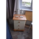 *Pine & Cream Bedside Cabinet, Beech Folding Table, and Two Seaside Ornaments
