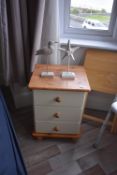 *Pine & Cream Bedside Cabinet, Beech Folding Table, and Two Seaside Ornaments