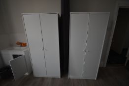 *Pair of White Melamine Wardrobes