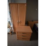 *Three Piece Bedroom Suite Comprising of Double Door Wardrobe, Chest of Three Drawers, and a Bedside