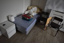 *Two Commode Chairs, Folding table, Single Divan Bed, and a Bedside Cabinet