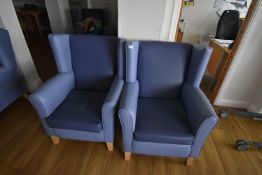*Pair of Blue Wingback Chairs