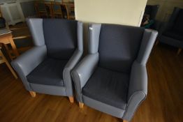*Pair of Blue Wingback Chairs