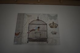 *Unframed Printed Canvas of a Songbird in Cage