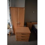 *Three Piece Bedroom Suite Comprising of Double Door Wardrobe, Chest of Three Drawers, and a Bedside