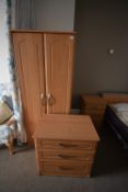 *Three Piece Bedroom Suite Comprising of Double Door Wardrobe, Chest of Three Drawers, and a Bedside