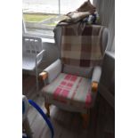 *Wingback Chair and Assorted Throws and Blankets
