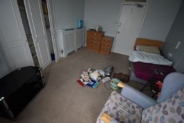 *Contents of Room 11 to Include Single Divan with Waterproof Mattress, Commode Chair, Wingback