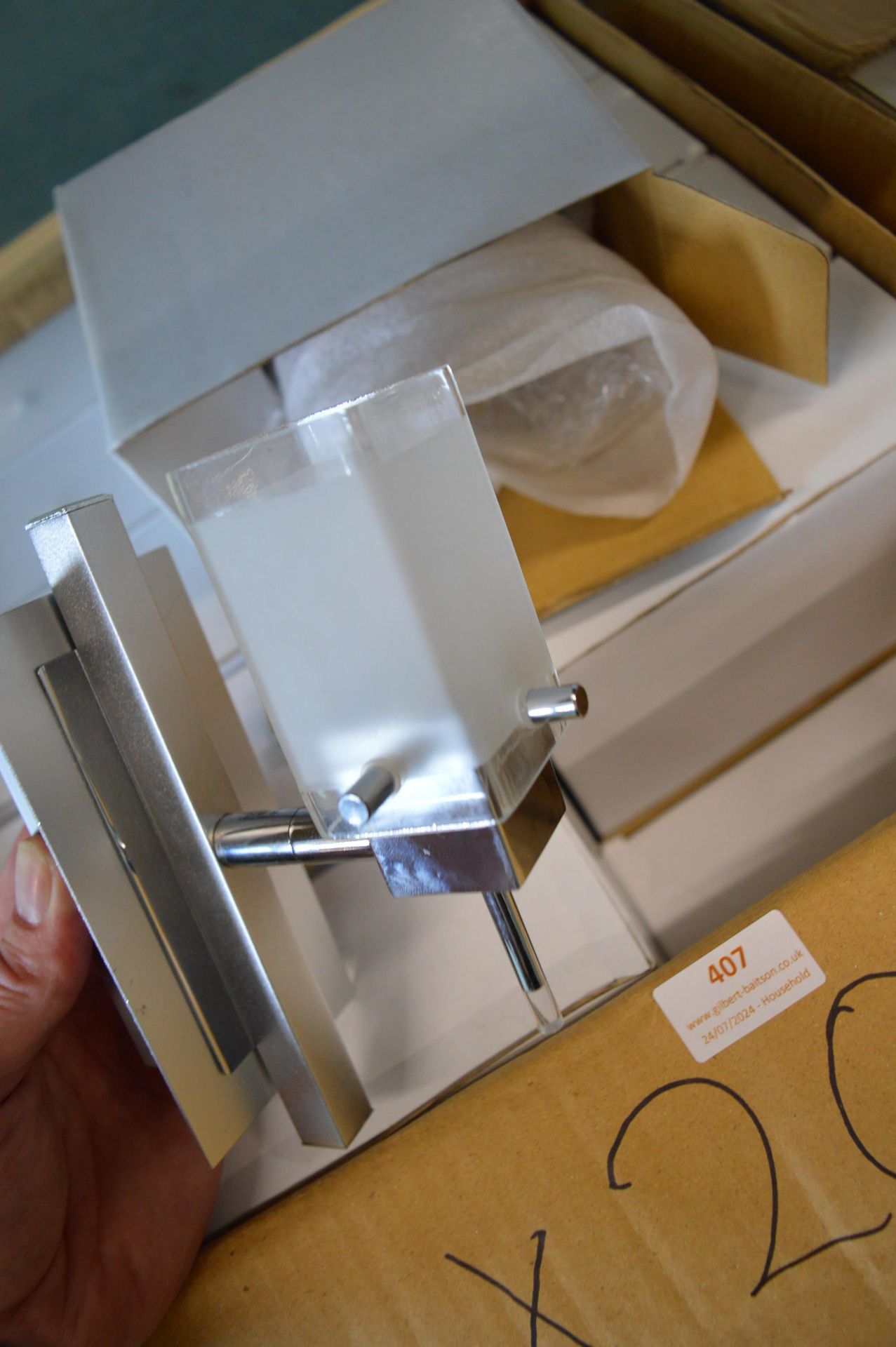 Twenty Brown & Glass Wall Light Fittings - Image 2 of 2