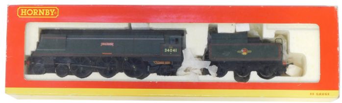 A Hornby OO gauge West Country Class locomotive Wilton, 4-6-2, 34041, BR lined green livery, R2218,