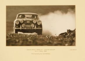 Waldeck (Colin). Don and Erle Morley Austin Healey RAC Rally 1964, 16cm x 28cm, framed and mounted.