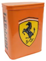 An orange painted Ferrari storage box, 29cm high, 20cm wide.
