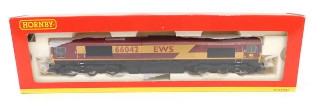 A Hornby OO gauge Class 66 diesel electric locomotive, Lafarge Buddon Wood, 66042, EWS livery, R2651