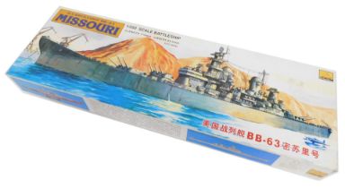 A Mini Hobby Models US Battleship BB63 Missouri model kit, 1:350 scale, boxed.