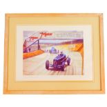 After R A Nockolds. Raymond Mays in the ERA R4D at Brooklands, limited edition print, 44/400, 24cm x