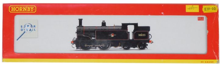 A Hornby OO gauge Class M7 locomotive, 0-4-4, 30023, BR lined black livery, R2626X, boxed.