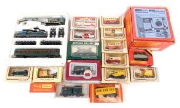 Hornby OO gauge rolling stock and accessories, and Days Gone by Lledo diecast vehicles, including Ho