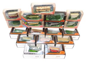 Exclusive First Editions by Gilbow diecast buses, including 14303 Leeds tram car Evening Post 27801