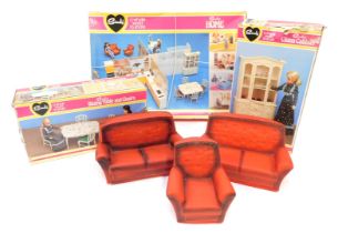 Sindy by Pedigree furniture, comprising Sindy's china cabinet, Sindy's dining table and chairs, Sind