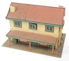 An early 20thC scratch built Belgian Railway Station, La Gare de Duffel, 85cm wide.