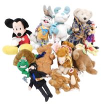 Plush toys, including Dick Dastardly and Muttley, Bugs Bunny, Captain Haddock, etc. (1 box)