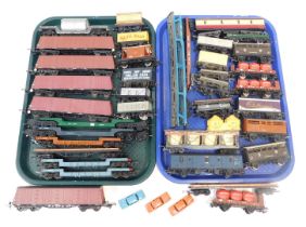 Hornby, Tri-ang and other OO gauge rolling stock, including coal vans, Bogie Well wagons, PWA fertil