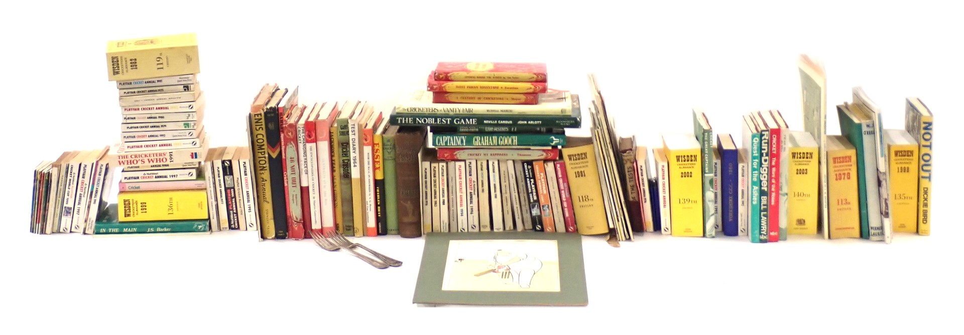 Cricket.- a box of mixed books and ephemera including biographies, Playfair Annuals, County Cricket