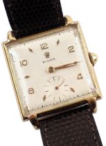 A late 1940s Rolex gent's wristwatch, with square watch head and a white interface with seconds dial