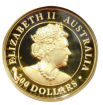 A Perth Mint Australia Elizabeth II 2021 200 Dollars gold coin, 2oz, cased.