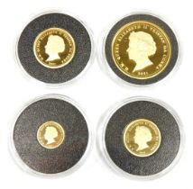 A Harrington and Byrne Tristan Da Cunha Elizabeth II 2021 four gold coin collection set, Double Laur