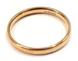 A 9ct gold thin wedding band, of plain design, ring size P½, 1.9g.