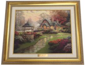 Thomas Kinkade, 20thC school. Make a Wish Cottage, oleographic print, 39cm x 50cm, in gilt frame.