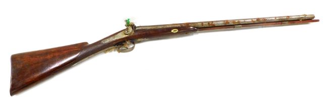 A 19thC American double barrel sporting gun by G Goulcher, with percussion action, the side lock pla