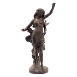 After Henri Levasseur (1853-1902) Neoclassical maiden, bronze, signed to base, 82cm high.