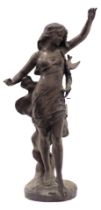 After Henri Levasseur (1853-1902) Neoclassical maiden, bronze, signed to base, 82cm high.