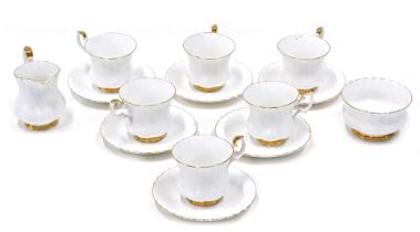 A Royal Albert Val D'Or pattern part tea service, comprising milk jug, sugar bowl, six cups and sauc