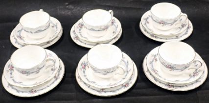 A Minton part tea service, in the Chartwell pattern, comprising six cups, six saucers, and six side