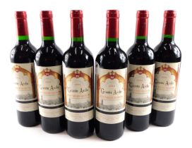 Six bottles of Grande Arche Saint Emilion Grande Cru 2012.