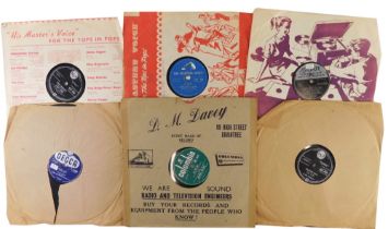 A collection of 78rpm records, to include Elvis Presley Jail House Rock, Michael Holiday All of You,