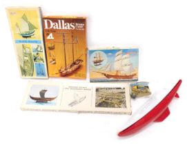 Various model kits, comprising The Dallas Revenue Cutter kit build, The Marie-Jeanne billing boats m