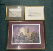 After Alan Stuttle. York Minster at night, and two watercolours by the artist. (3)
