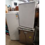 A white tall freezer, an Essential Chill Lec fridge, and an Electra fridge. (3)