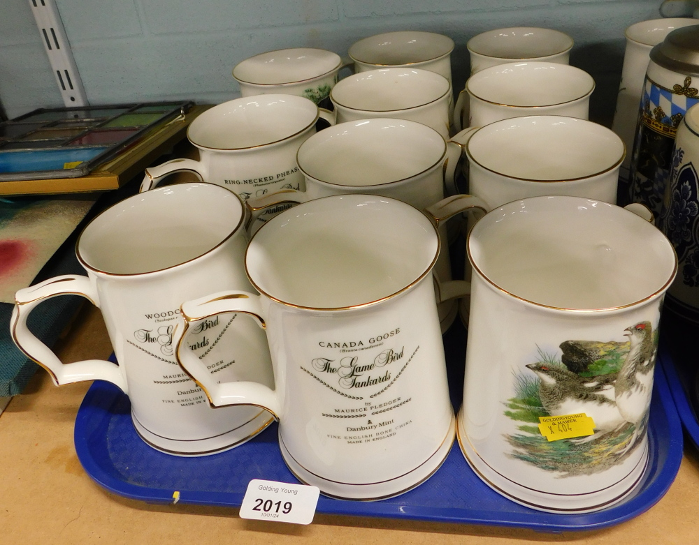 A collection of Hammersley china bird and game bird tankards. (1 tray)
