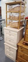 Two modern finish three drawer bedside tables and a three drawer unit. (3)