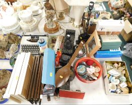 An Olympia Splendid typewriter, various modern marbles, Bassett Allsorts storage jar, pictures and p